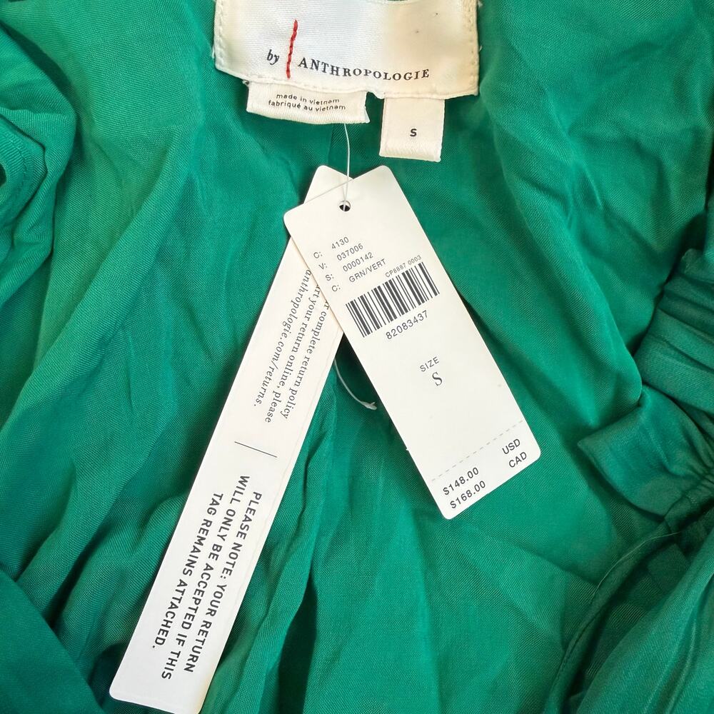 Anthropologie Emerald Green Mock Neck, Lined, Swing Dress NWT- S - Picture 5 of 15